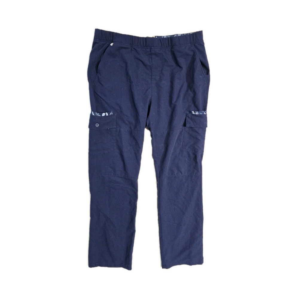 Figs Mens Navy Blue Contrast Print‎ Feather Cargo Scrub Medical Nurse Pants XL